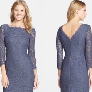 Adrianna Papell Laced Scallop Hem knee length Dress Purple Blogger Fave